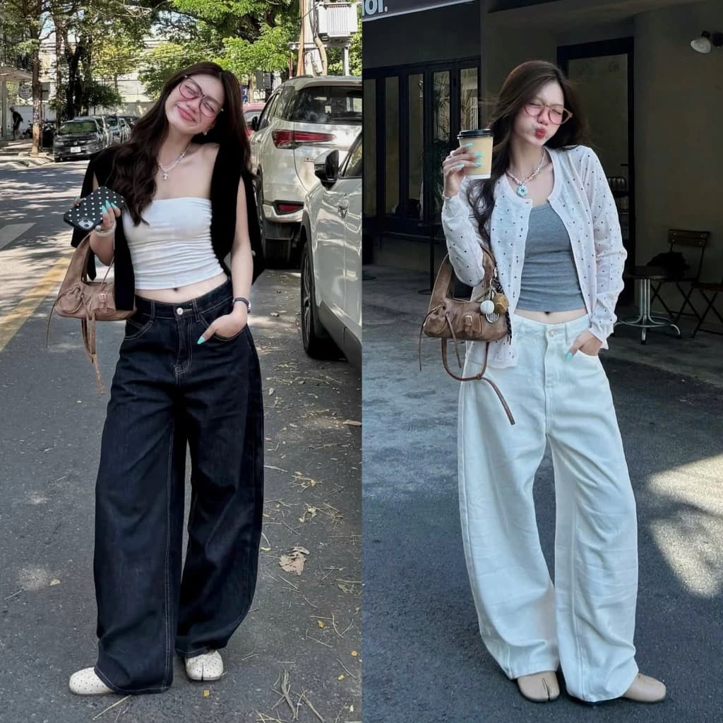(ẢNH OLDSCHOOL) Quần jeans ống cong vòm harem Q7872 UNI JEANS.