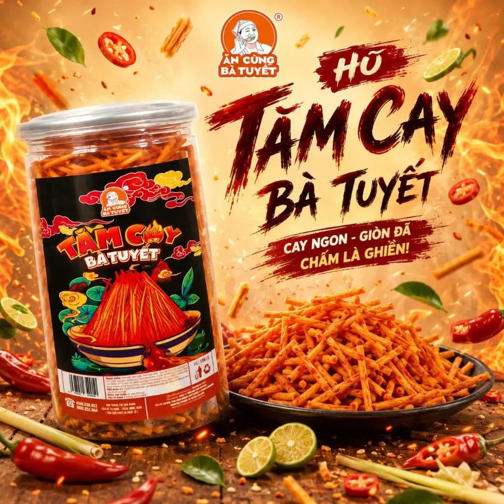 [Tặng quà 1 hũ bất kì] COMBO 3 HŨ TĂM CAY BÀ TUYẾT - ĂN CÙNG BÀ TUYẾT