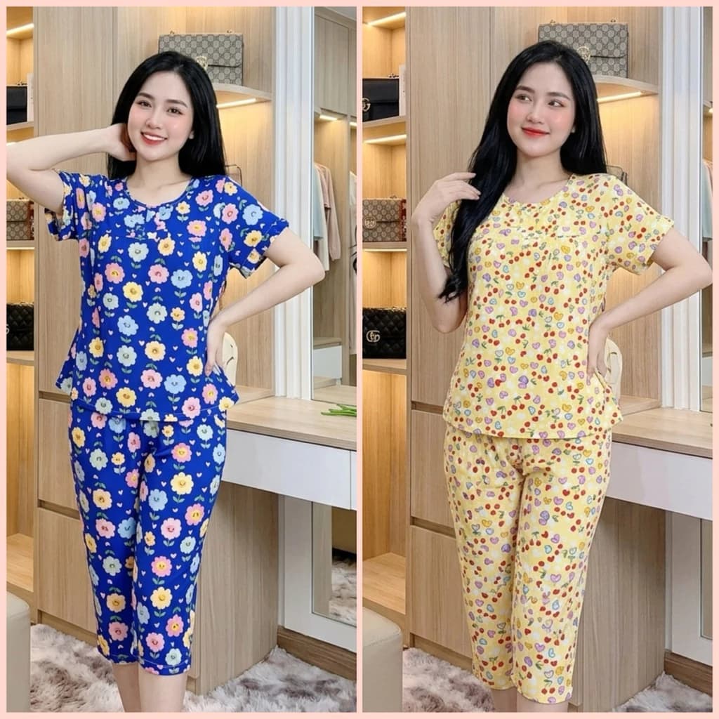 ĐÔ BỘ MẶC NHÀ [40kg-73kg] Set tole tay ngắn quần lửng nữ - FORM VỪA - vải loại 1