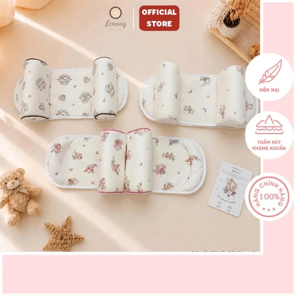 Gối Chặn Định Hình Đầu Cho Bé Monona:a Chống Bẹp Đầu Họa Tiết Cổ Tích, Gối Nằm Cho Bé Sơ Sinh, Mềm Mại,Thoáng Khí