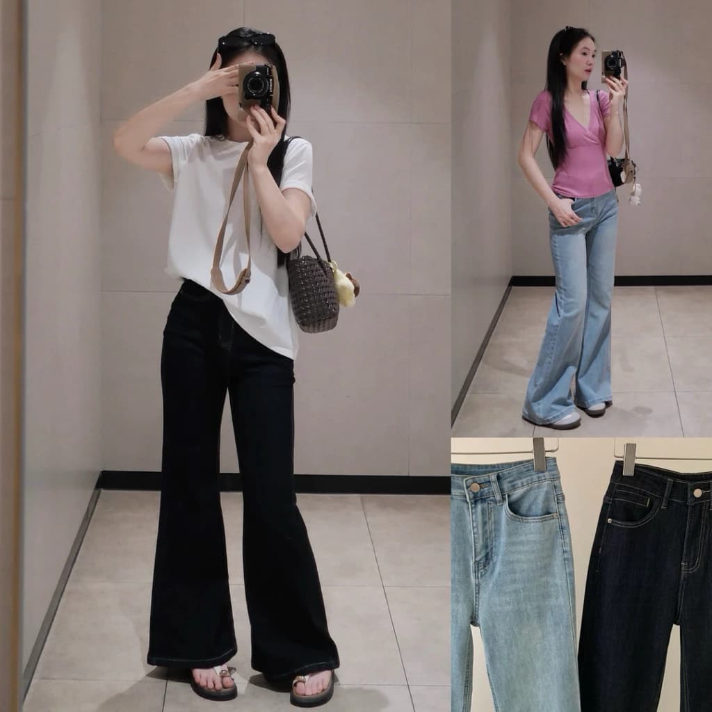 [Steezy] Quần bò jeans ống loe túi cơi phối chỉ vàng nổi form ôm hack dáng, quần jeans co giãn QC loại1 QB1600