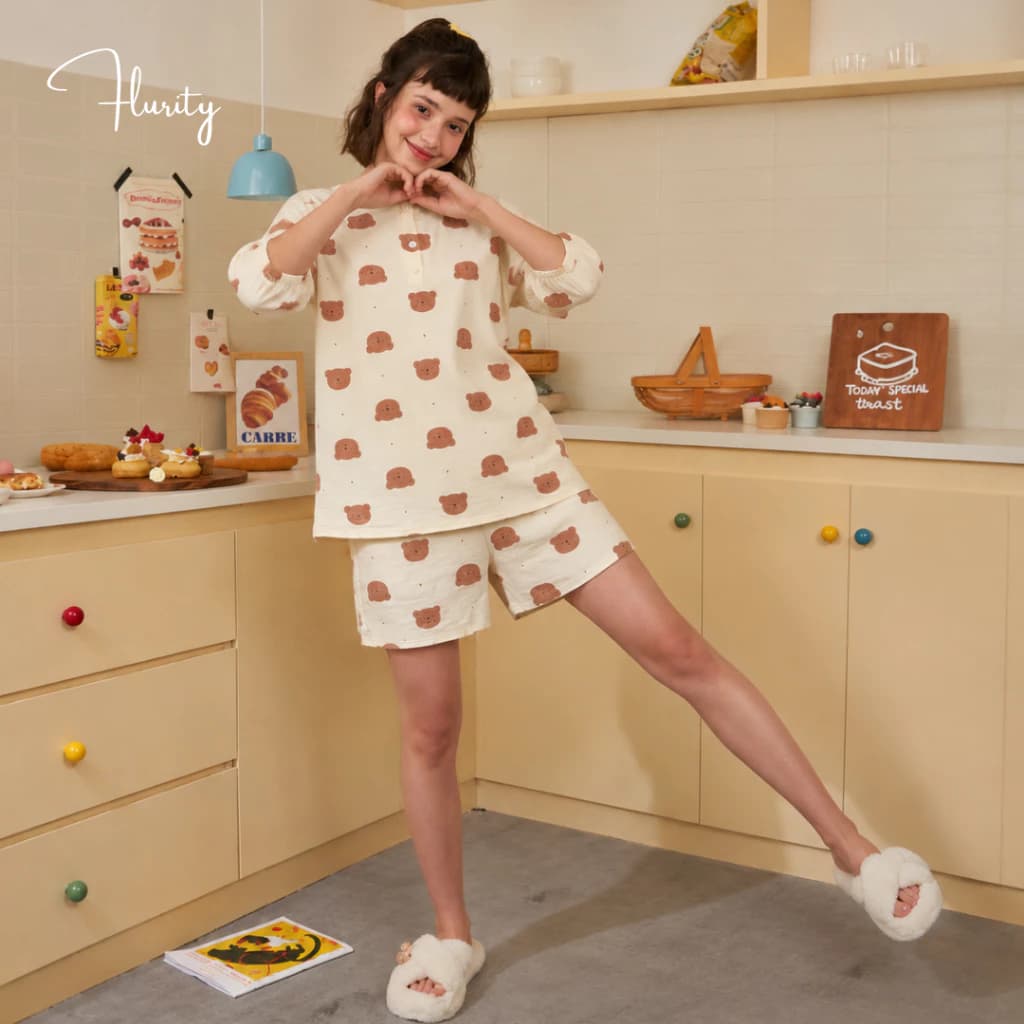 Set Bộ Đồ Ngủ Pijama Cao Cấp Ngắn Thiết kế Nữ Mặc Tại Nhà Gợi Cảm Jolie Pyjamas Xinh Xắn Dễ Thương Mềm Flurity BNTLDN144