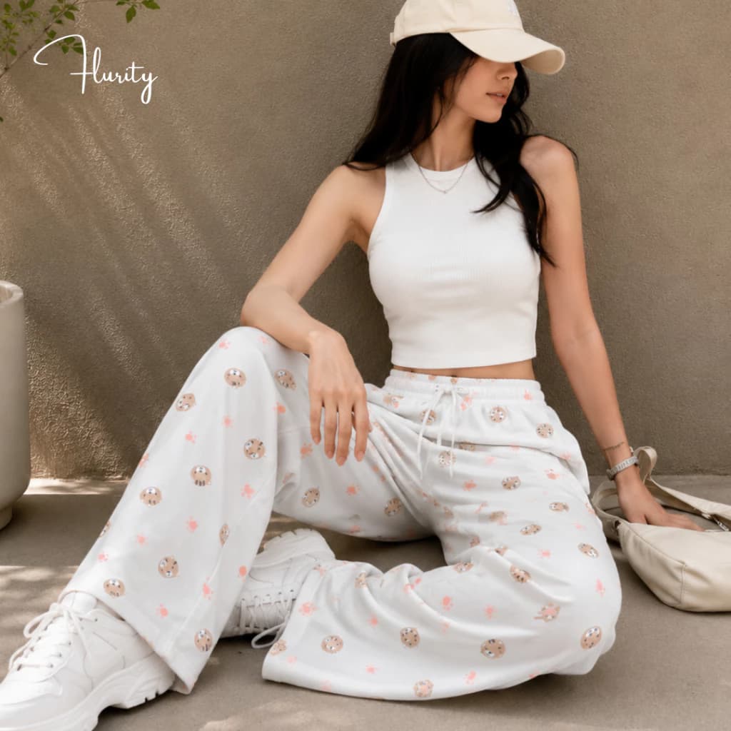 Quần Ngủ Dài Nữ Mặc Nhà Hoặc Dạo Phố Chất Thun Borip Mát Co Giãn Ống Suông Xinh Xắn Dễ Thương Flurity Nora QDBRCU119