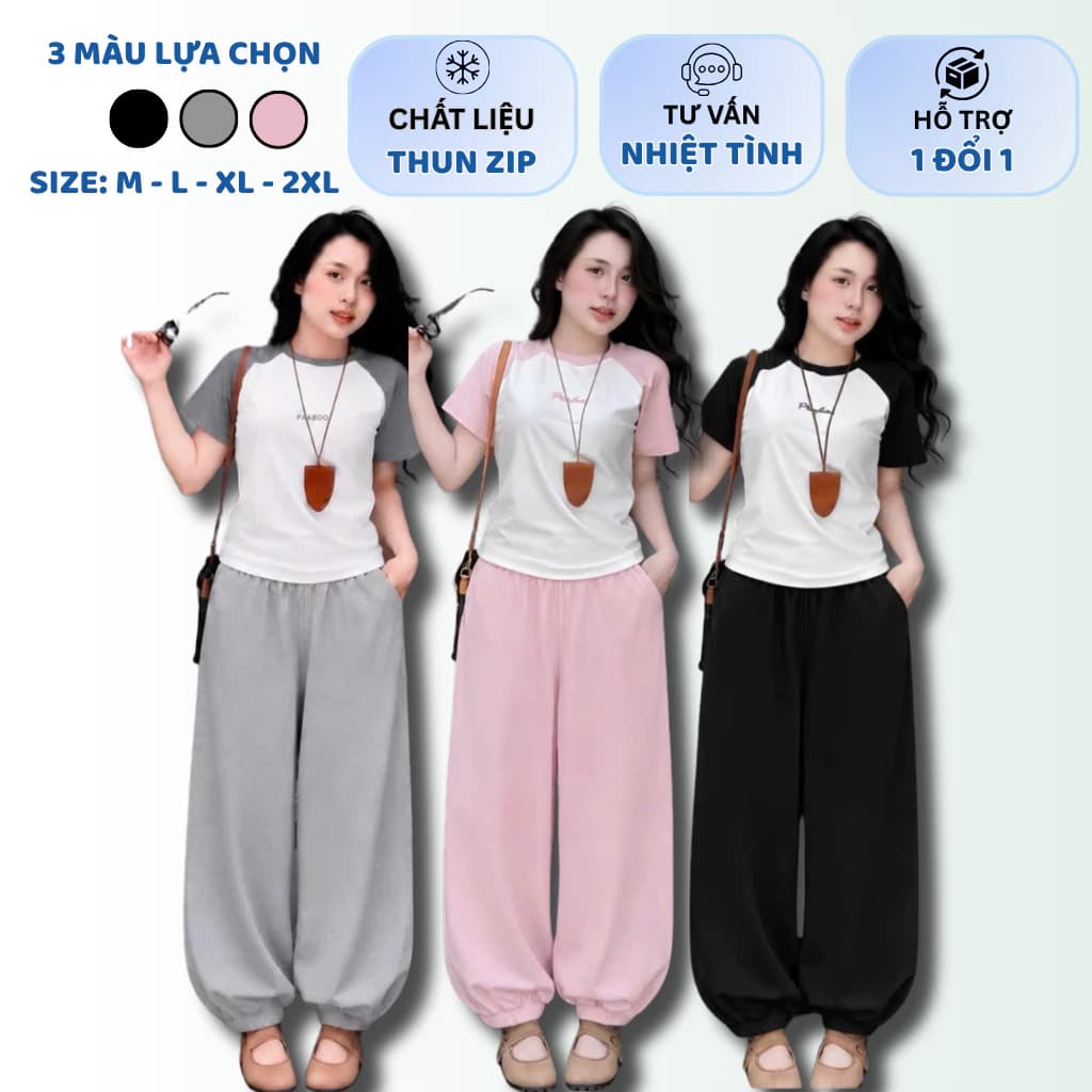 ( SALE ) SÉT BỘ NỮ,SÉT THUM ,SÉT BỘ  SUÔNG BO CHUN THÊU CHỮ NỔI PHỐI TRẺ TRUNG THUN THẤM HÚT MỒ HÔI
