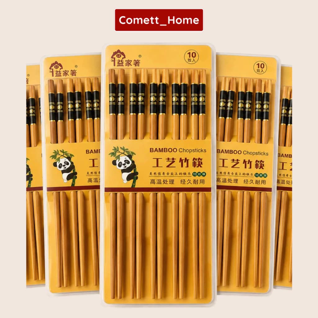 Đũa Ăn Cơm - COMBO 10 Đôi Đũa Tre BamBoo 24cm Chống Trơn Trượt , Nấm Mốc An Toàn Tiện Lợi