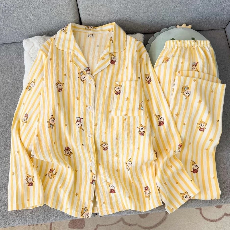 [Sẵn] Bộ ngủ pyjama áo dài quần dài nhiều hoạ tiết mặc nhà xinh xắn dành cho nữ 641