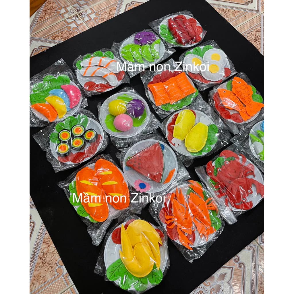 Đĩa thức ăn mầm non, đĩa thức ăn đồ chơi mầm non. đồ chơi góc phân vai