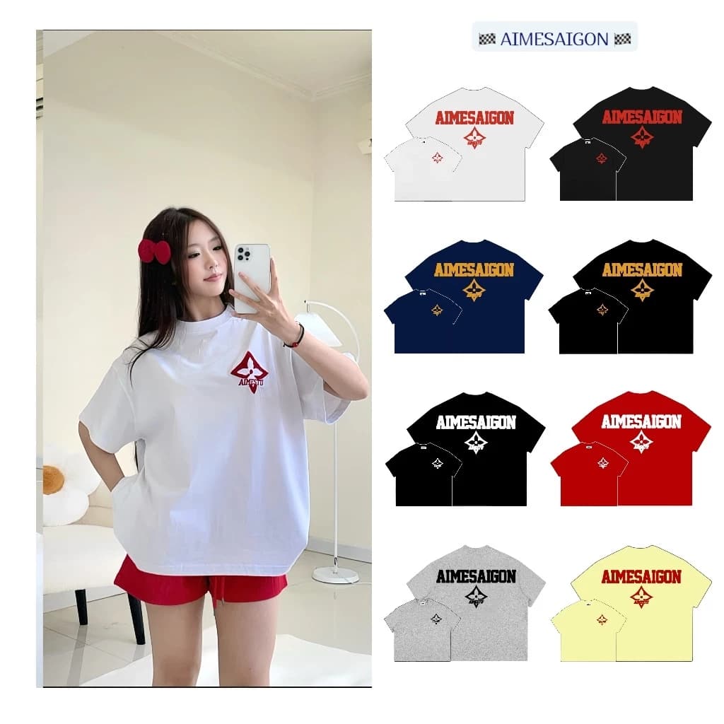 [SẴN HOẢ TỐC] Áo Thun Boxy AIMÉ Cotton 250gsm Cổ Tròn Nam Nữ " LUXURY THÊU XÙ " Áo Phông Nữ Form Rộng Nữ Mùa Hè