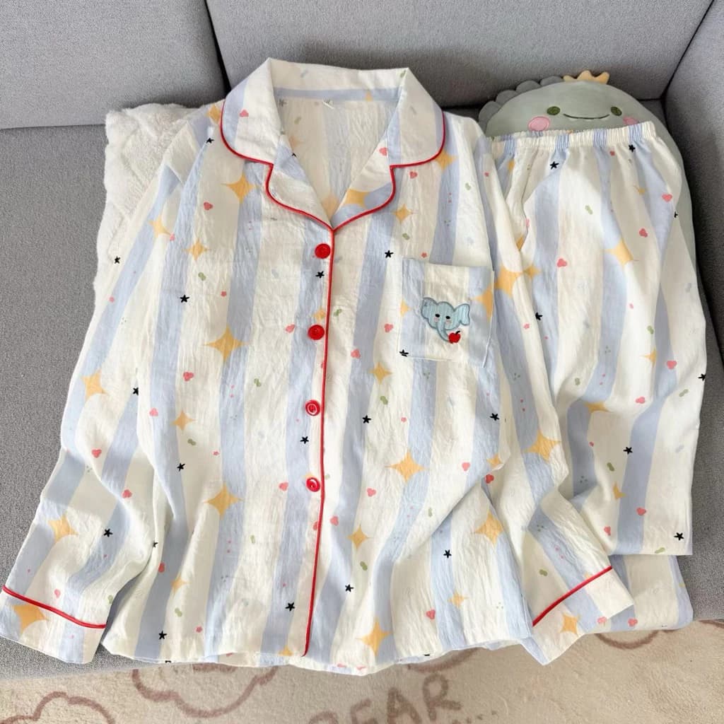 [Sẵn] Bộ ngủ pyjama nữ áo dài quần dài nhiều hoạ tiết mặc nhà dễ thương 639