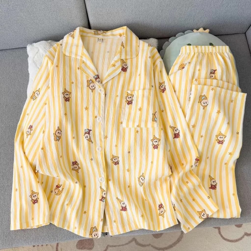 [Sẵn]  Bộ Ngủ Pyjama Dài Tay Chất Cotton Đũi Loại Đẹp Nhiều Hoạ Tiết Cho Cô Gái Ngọt Ngào, trang phục thường ngày