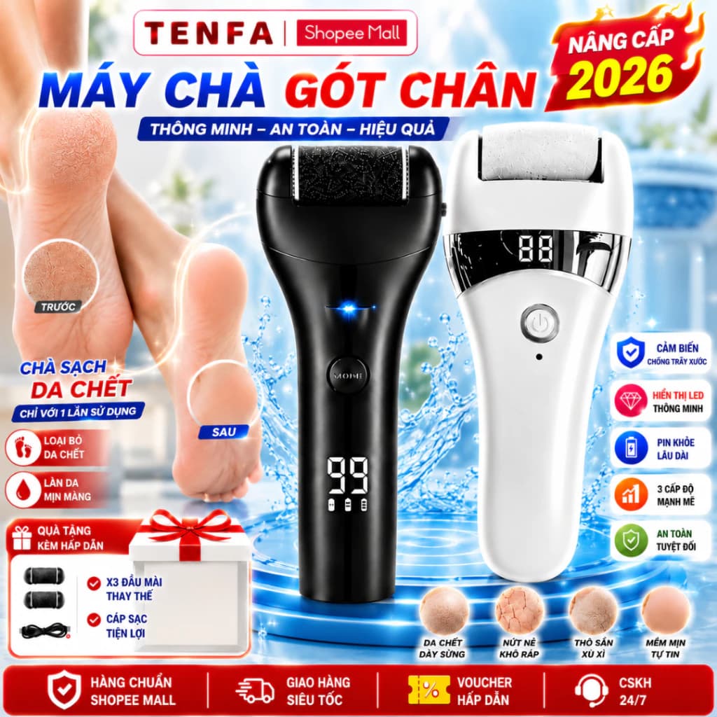 [NNN] Máy chà gót chân loại bỏ da chết và vết chai cho tiệm Nail mài gót chân tại nhà 3 đầu mài Sạc USB