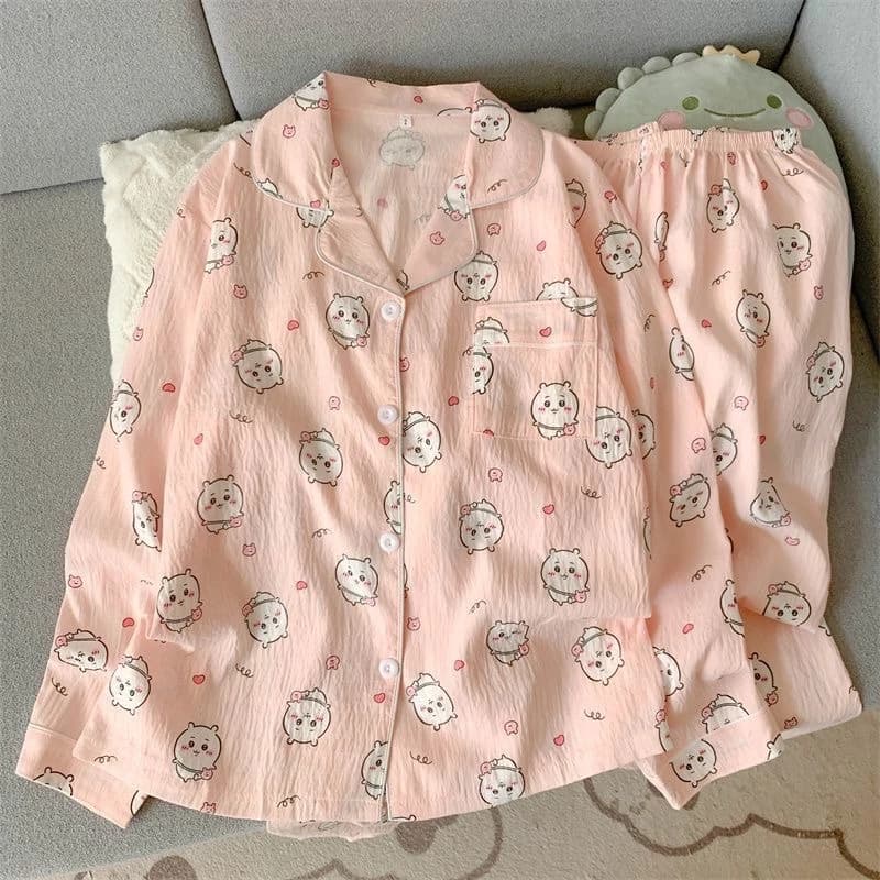 [Sẵn] Bộ ngủ pyjama nữ áo dài quần dài nhiều hoạ tiết mặc nhà dễ thương 650