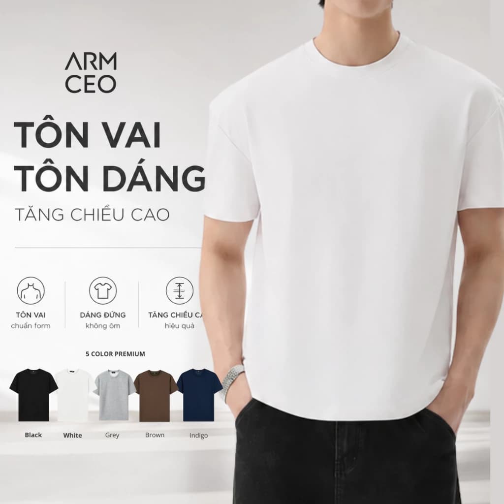 Áo thun ARMCEO Oscar 2026 form cleanfit tôn dáng, chống nhăn, co giãn 4 chiều công nghệ Mới