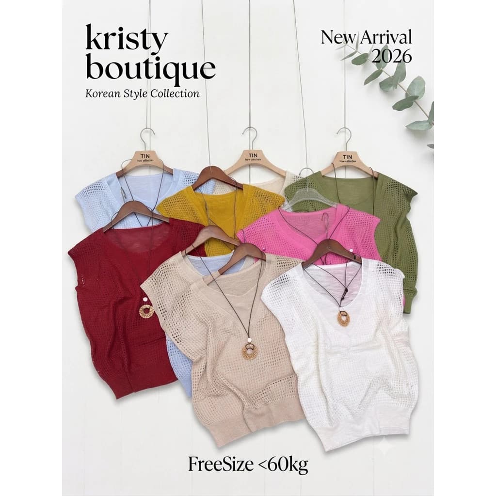 🔥 Áo dệt kim nữ cổ V phối layer cực xinh - Áo kiểu Kristy Boutique phong cách Hàn Quốc trẻ trung (SKU: 13629) ✨
