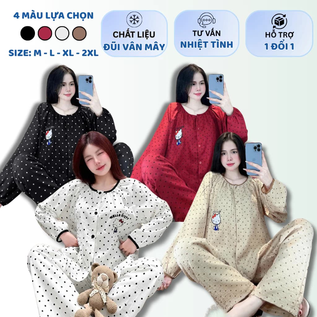 MÃ 01 : SÉT BỘ NỮ ,SÉT MẶC NHÀ ,SÉT TIỂU THƯ THUN ĐŨI VÂN MÂY CỔ VIỀN NỔI THÊU MÈO FROM BIGSIZE
