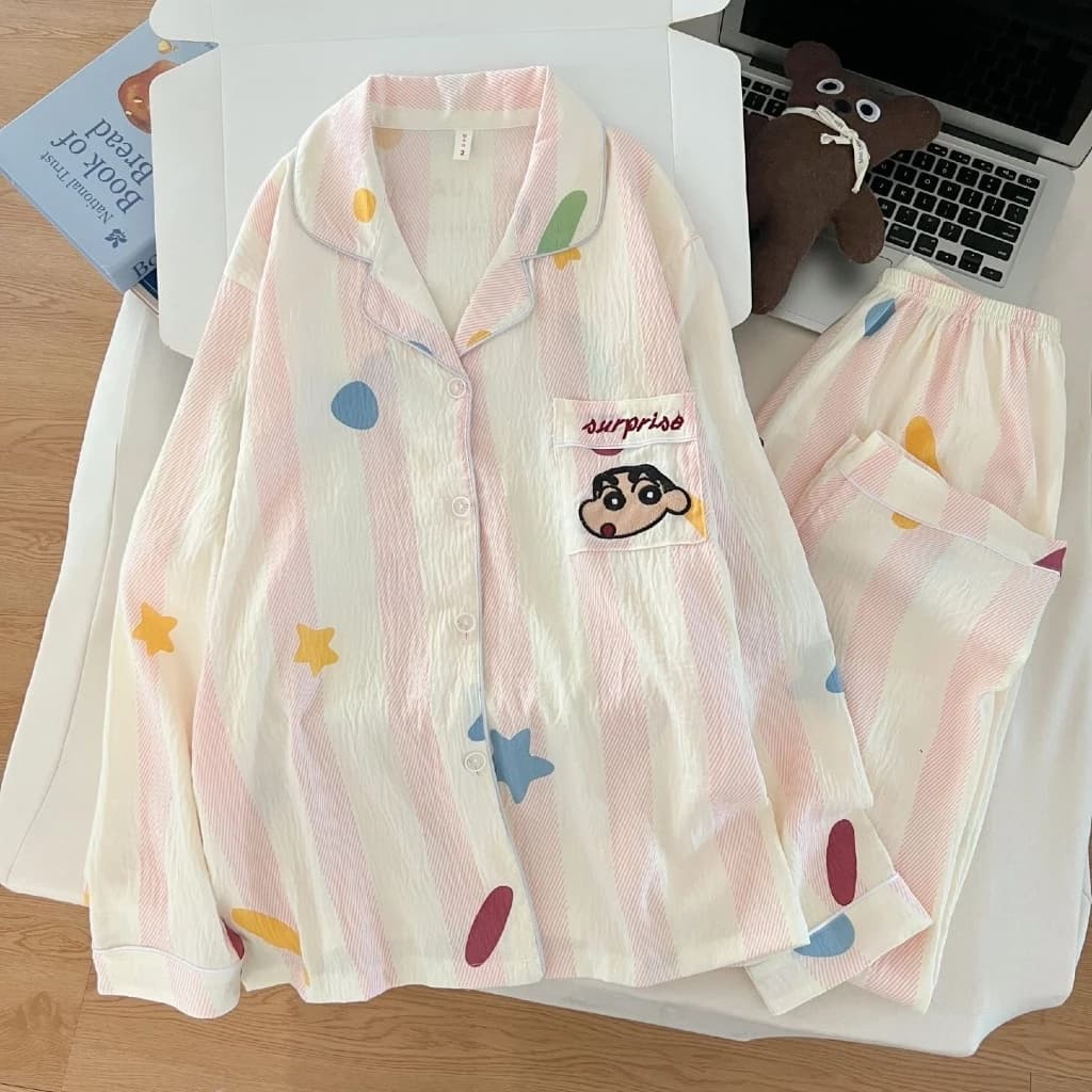 [Sẵn] Bộ ngủ pyjama nữ áo dài quần dài nhiều hoạ tiết mặc nhà mềm mát 646