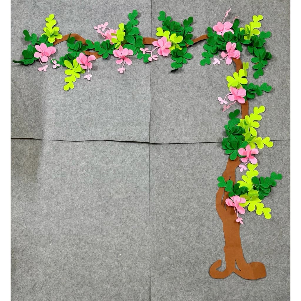 Thân cây nỉ cắt sẵn, lá cây nỉ 3D cắt, sét nguyên liệu làm cây mầm non. cây trang trí lớp học mầm non