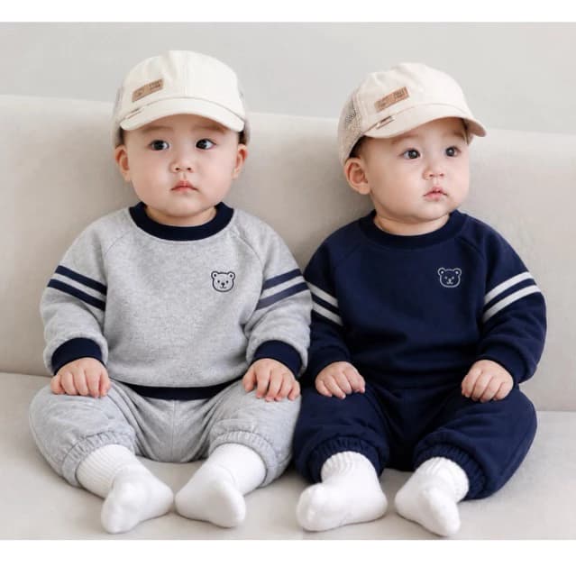 Bộ nỉ bông hình Gấu Nhỏ dễ thương cho bé trai bé gái