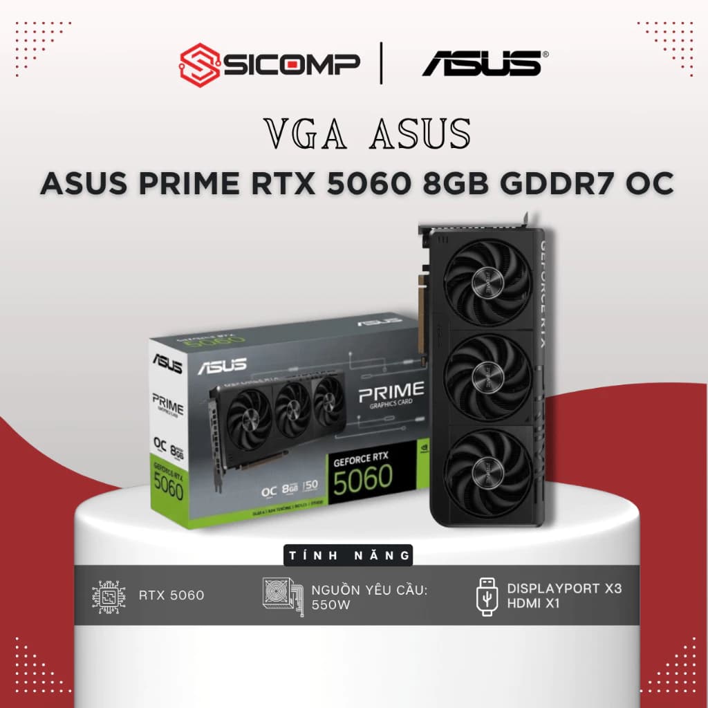 [FULL VAT] VGA ASUS PRIME RTX 5060 8GB GDDR7 OC, CHÍNH HÃNG 3 NĂM