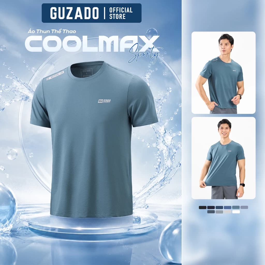 Áo Thun Nam Thể Thao GUZADO Premium Coolmax,Mềm Mịn,Thoáng Khí Vượt Trội,Co Giãn Tốt GTS06-GATS25S006