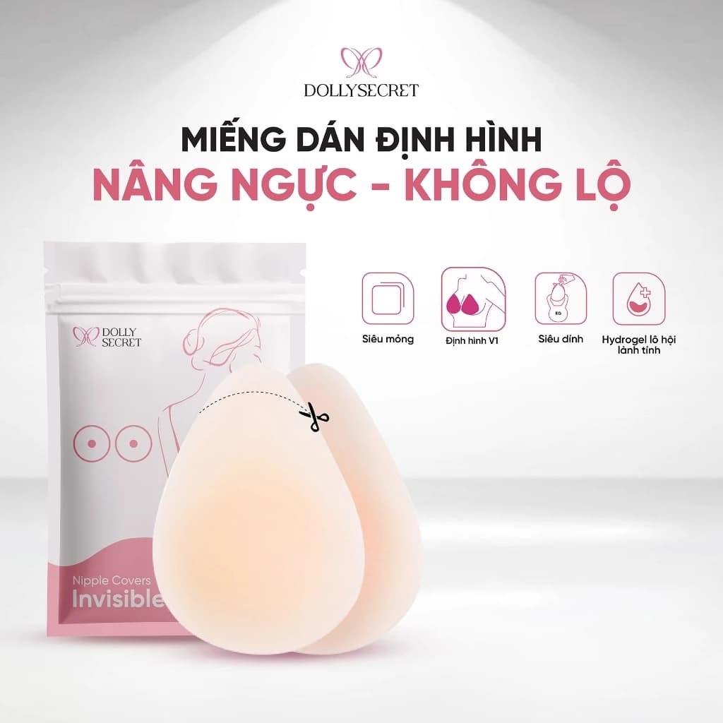 [9-11CM] Miếng Dán Định Hình Nâng Ngực Thiết Kế Giọt Nước DOLLYSECRET Không Lộ Viền Tái Sử Dụng Nhiều Lần D17