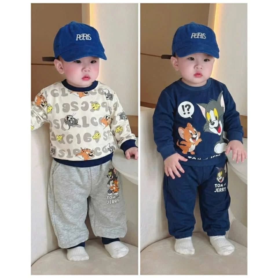 Bộ Dài Tay Chất Liệu Thun Cotton Co Giãn Thoa Mái Vận Động In 5D Họa Tiệt Hoạt Hình Size 8-20kg QC 35