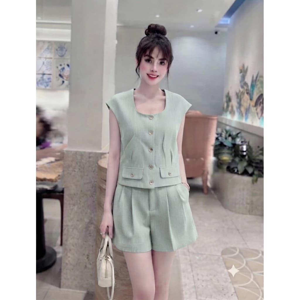 Set bộ linen xước nữ thiết kế cao cấp thanh lịch cho nàng Size M 40-55kg mặc đẹp