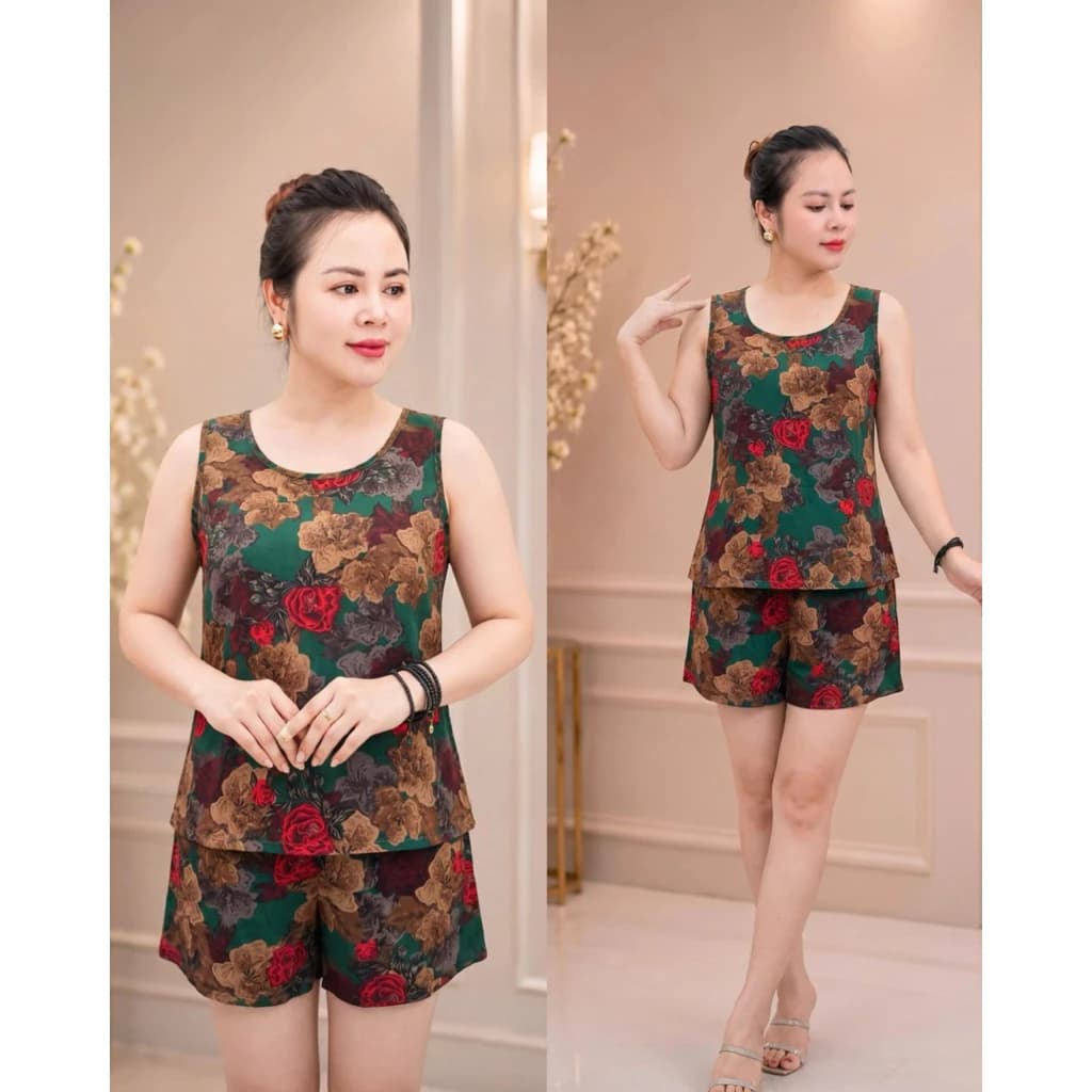 Đồ bộ trung niên, đồ cho các mẹ, quần đùi , chất lụa thoáng mát  Ms155