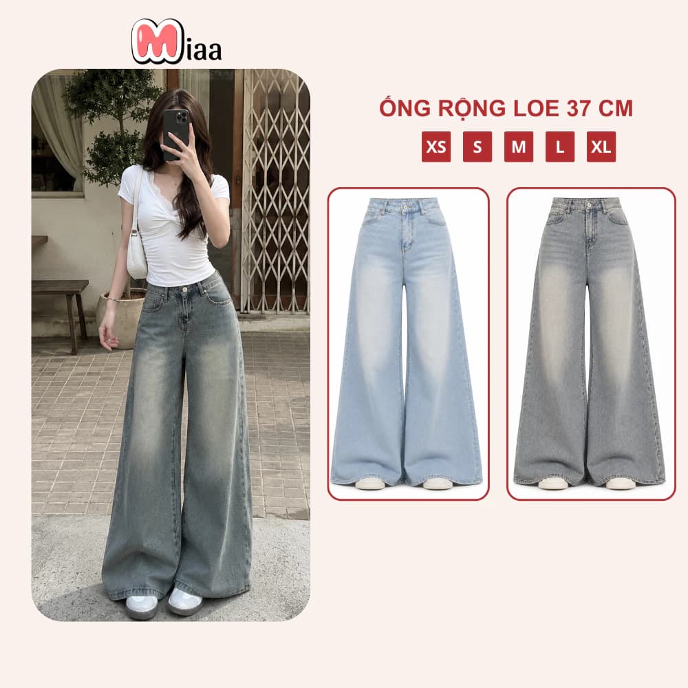 Quần Jeans Ống Rộng Ver 2 WIDE LEG tôn dáng cạp cao MIAA form unisex nam nữ quần jean nữ