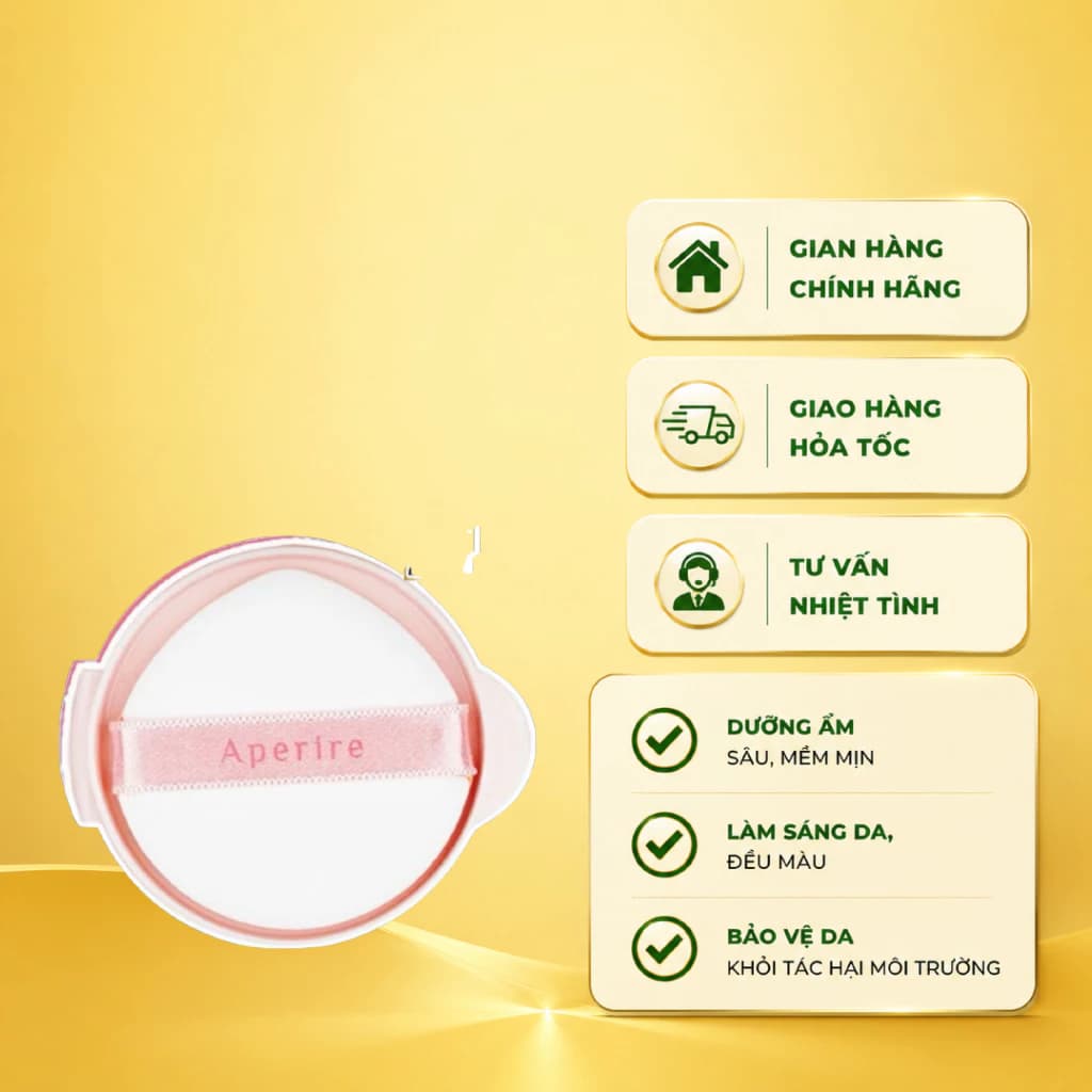 Lõi Thay Thế Kèm Mút Tán Cushion Chống Nắng Che Phủ Hoàn Hảo Aperire Day Dream Cover Cushion SPF50+/PA++++ 13g