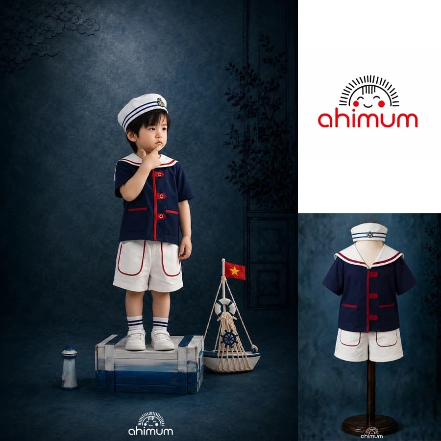 [ Ahimum ] Đồ bộ THỦY THỦ AHOY MATEY   Set đồ bé trai/bé gái mùa hè Cotton Organic cao cấp , mềm mại , Thoáng Mát