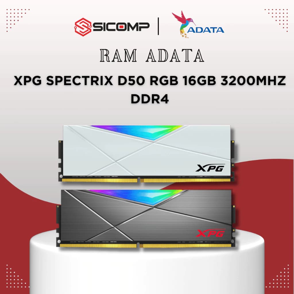 [FULL VAT] RAM ADATA XPG SPECTRIX D50 RGB 16GB 3200MHZ DDR4, BH 60TH  (MÀU TRẮNG VÀ XÁM)