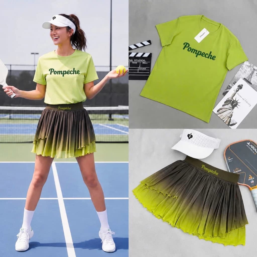 [Pickleball HOT] Bộ thể thao nữ, Bộ áo váy loang siêu mềm mát chuyên chơi Pickleball Golf Tennis