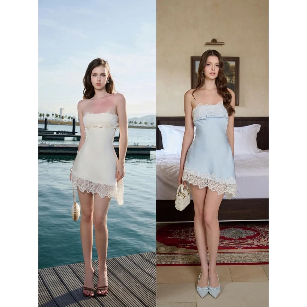 AMELIE - Váy lụa cúp ngực vạt lệch - Gracia dress Ame542