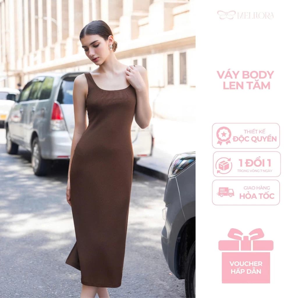 [Siêu Sale] Đầm nữ body 2 dây dáng dài chất len tăm mềm mịn co dãn tốt, dáng ôm sang trọng VL01
