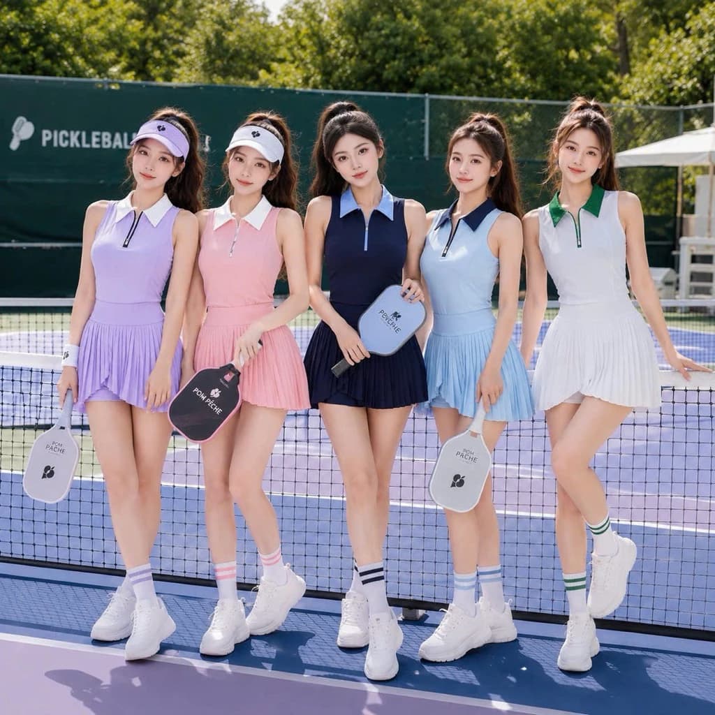 Bộ thể thao nữ, Bộ Pick phối màu chơi Tennis, Golf, Pickleball, cầu lông...