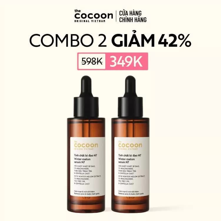 [MUA 2 GIẢM 42%] Combo 02 Tinh chất bí đao 7% Niacinamide (N7) sạch mụn chuyên sâu & mờ vết thâm Cocoon 70ml