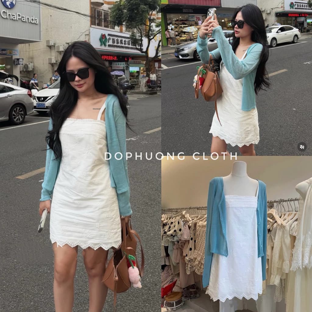 (Hàng chuẩn đẹp có sẵn) VÁY DÂY THÔ BOI THÊU HOA 2 LỚP THẮT EO ĐUÔI REN Selina Dress