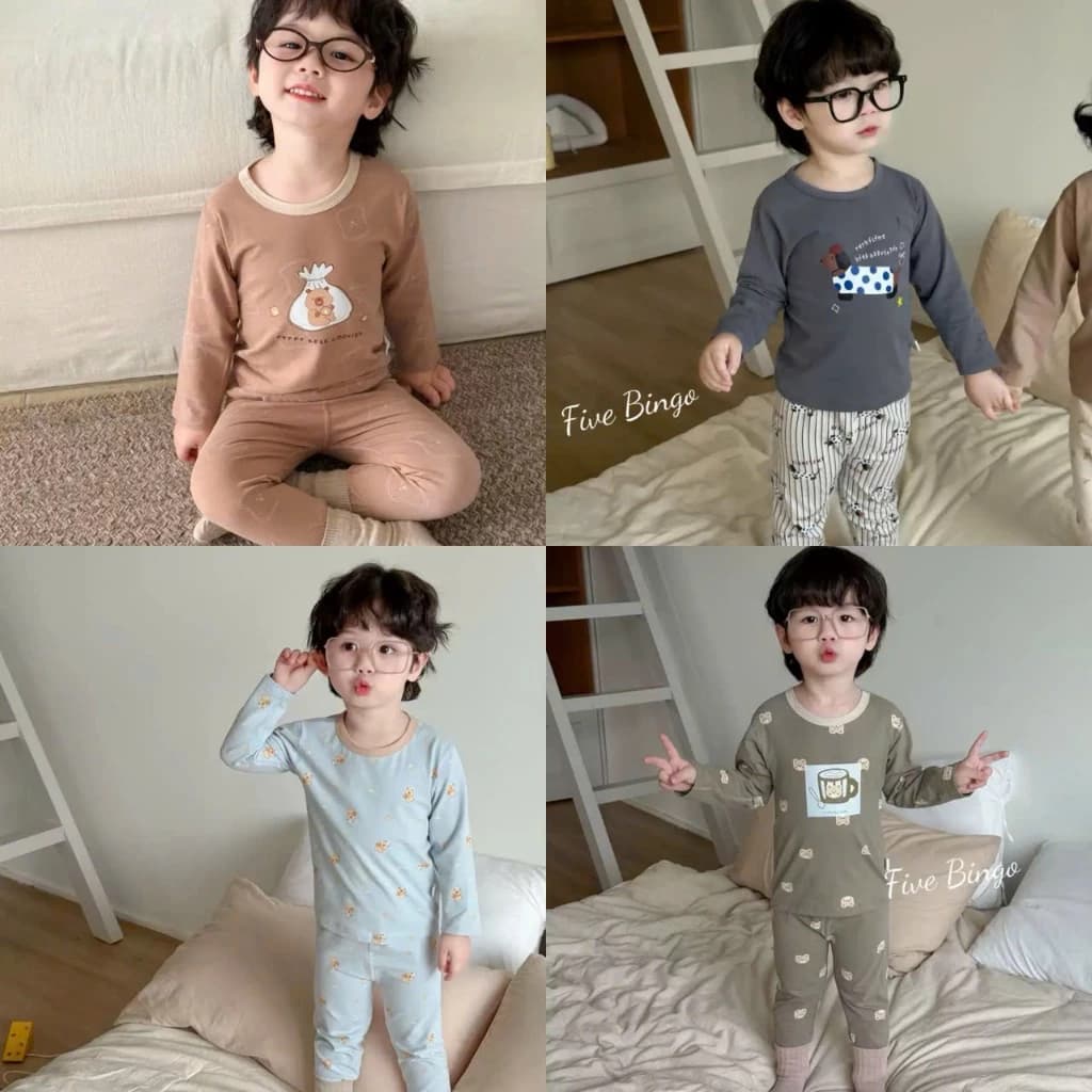 [QCCC] Bộ dài tay thu đông cotton cao cấp cho bé trai bé gái phong cách hàn quốc