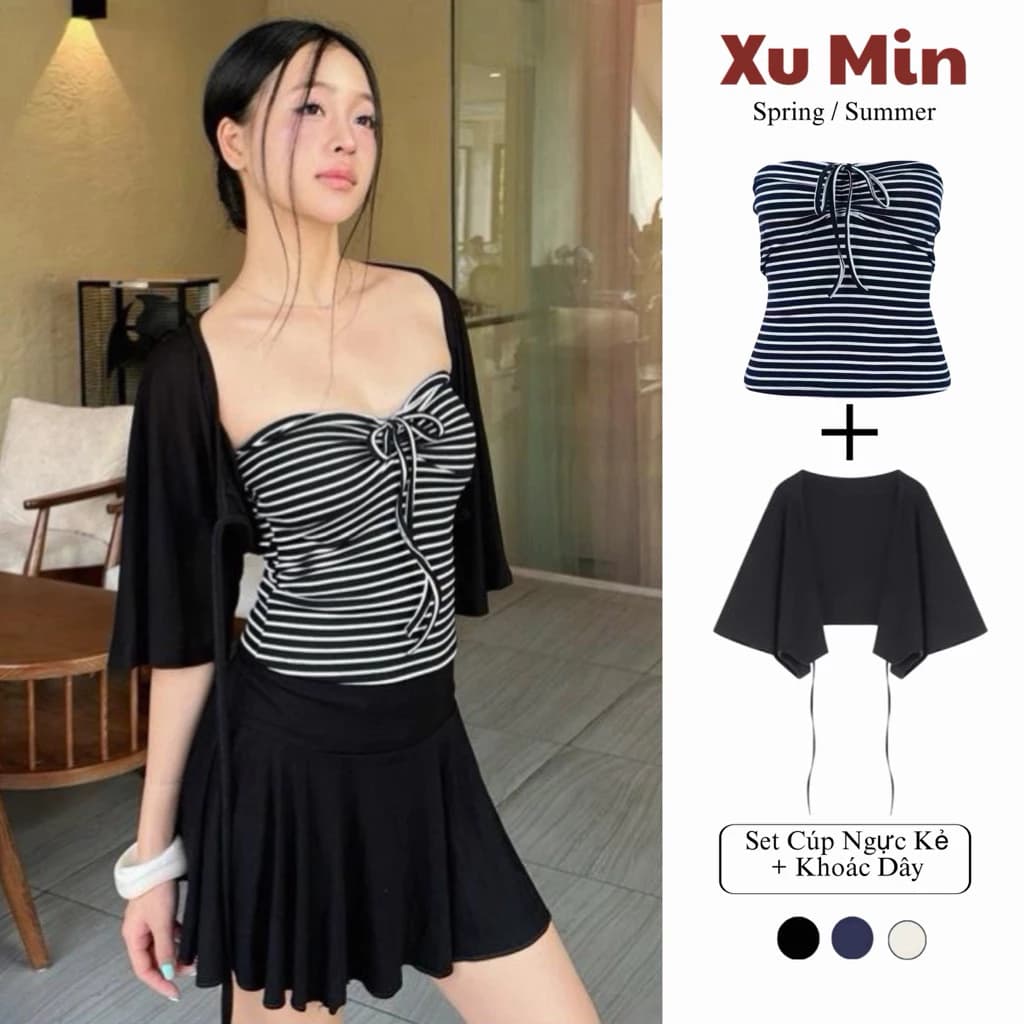 ( Có Tách Set ) Áo Xu Min Min Ngoài Xuân Hè Thiết Kế Trendy
