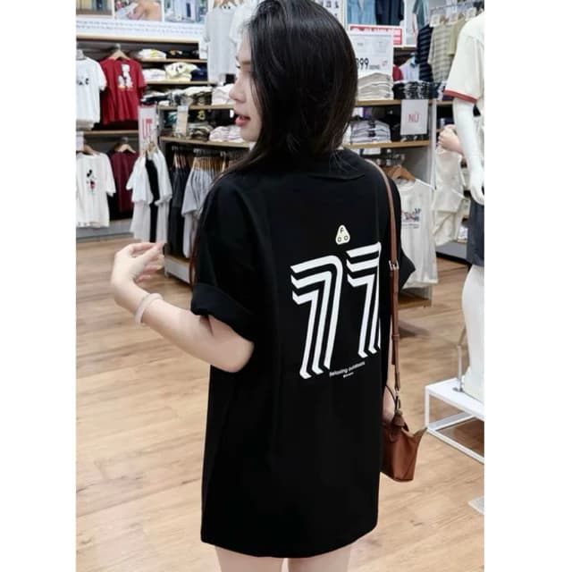 Áo Thun 77, Vải Đẹp Mềm Mịn Dày Dặn, Cotton 2 Chiều Không Xù Lông Unisex Nam Nữ Kèm Túi Zip