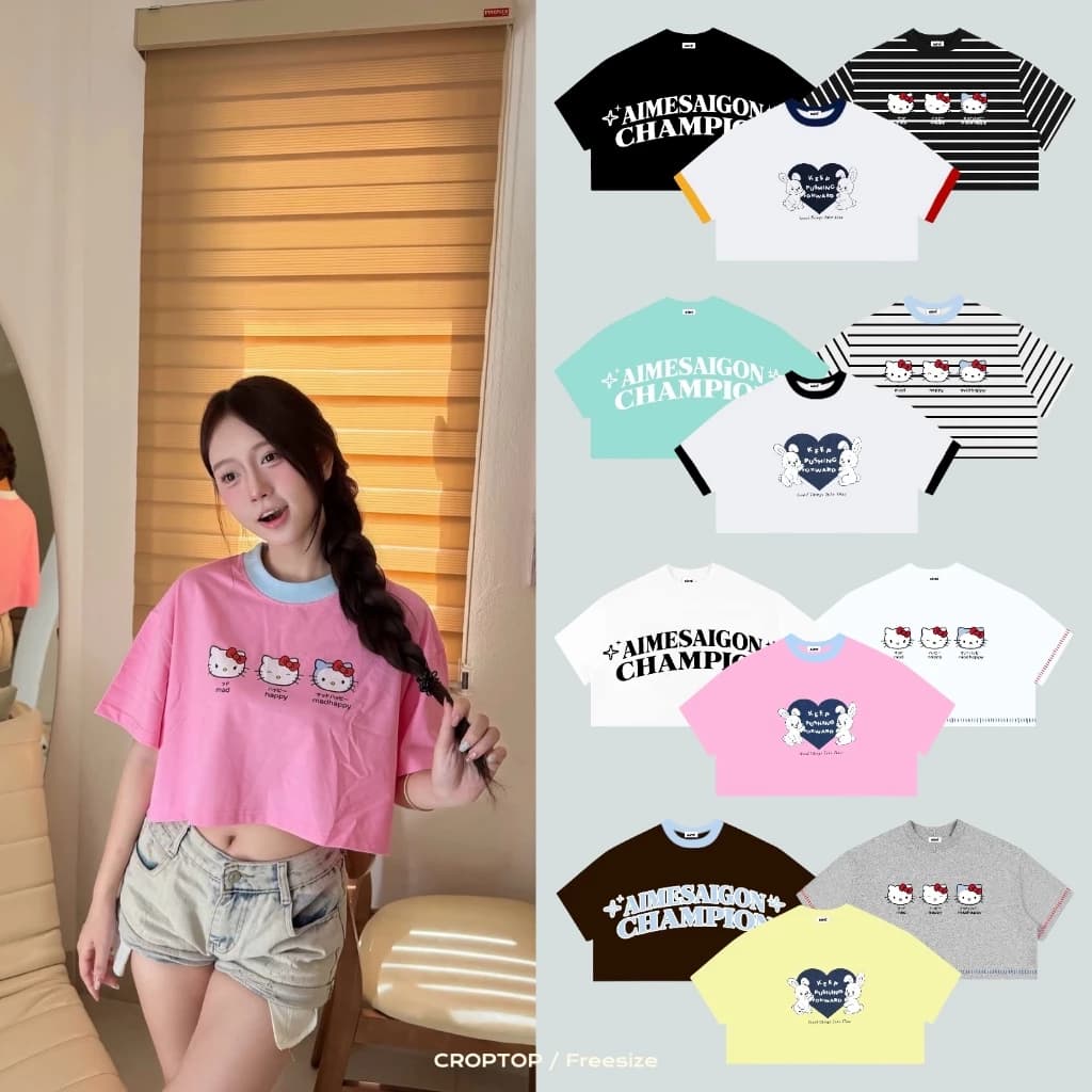 [SẴN HOẢ TỐC] Aimesaigon Áo Thun Croptop Form Rộng Local Brand Boxy Tay Ngắn Cotton 250gsm "CT01+CT02+CT03"  Nữ Sexy