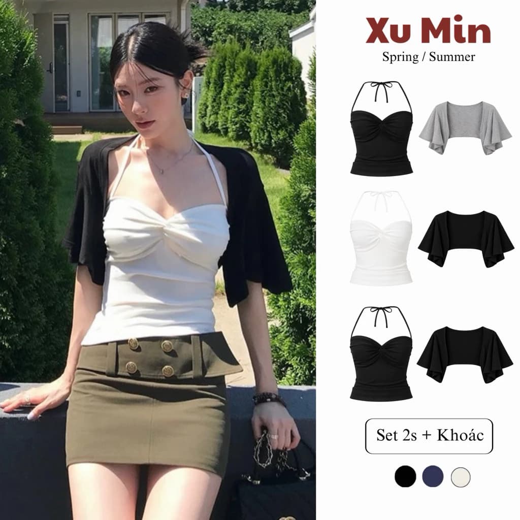 Set Áo Xu Min Min 2s + Khoác Mùa Xuân Hè Phong Cách Thời Trang ( Set 2s + Áo 2s Xoắn Ngực )