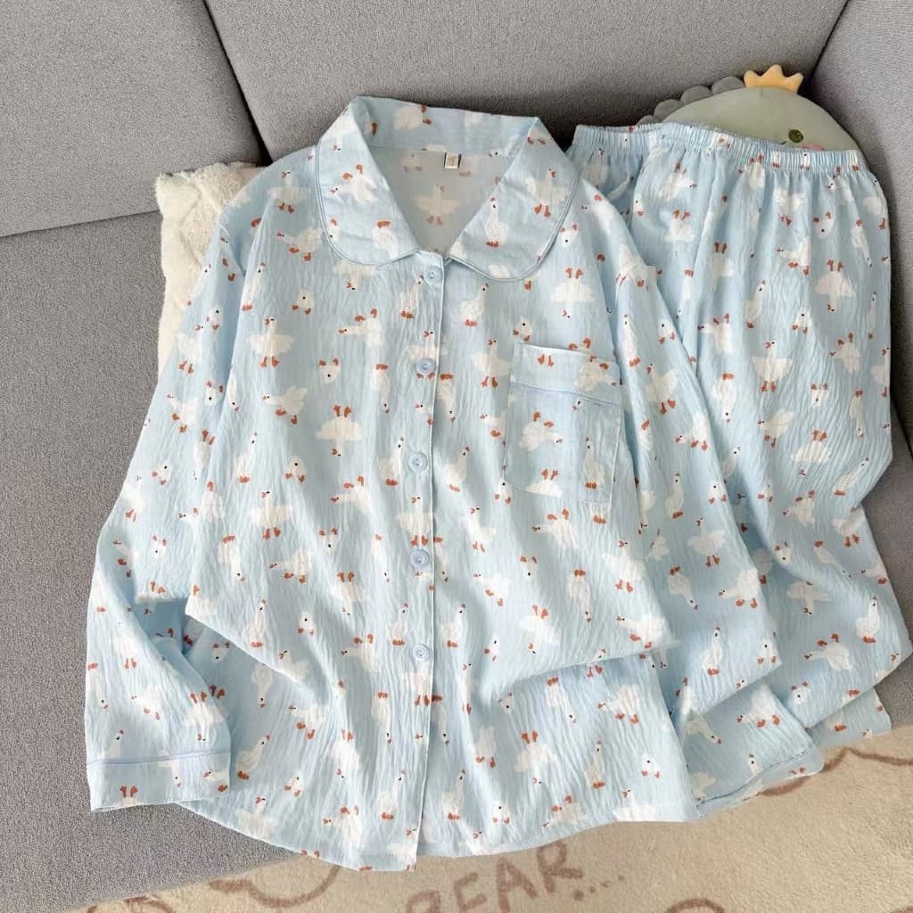 [Sẵn] Bộ ngủ pyjama nữ áo dài quần dài cổ sen mặc nhà nhiều hoạ tiết dễ thương 671