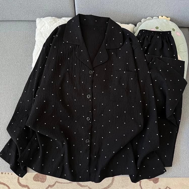 [Sẵn] Bộ ngủ pyjama áo dài quần dài mặc nhà dành cho nữ nhiều hoạ tiết đáng yêu 462