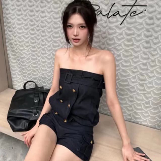 TIBU - Set Áo Quây Đính Nút Phối Quần Sort Sang Chảnh Đi Chơi Dạo Phố B791