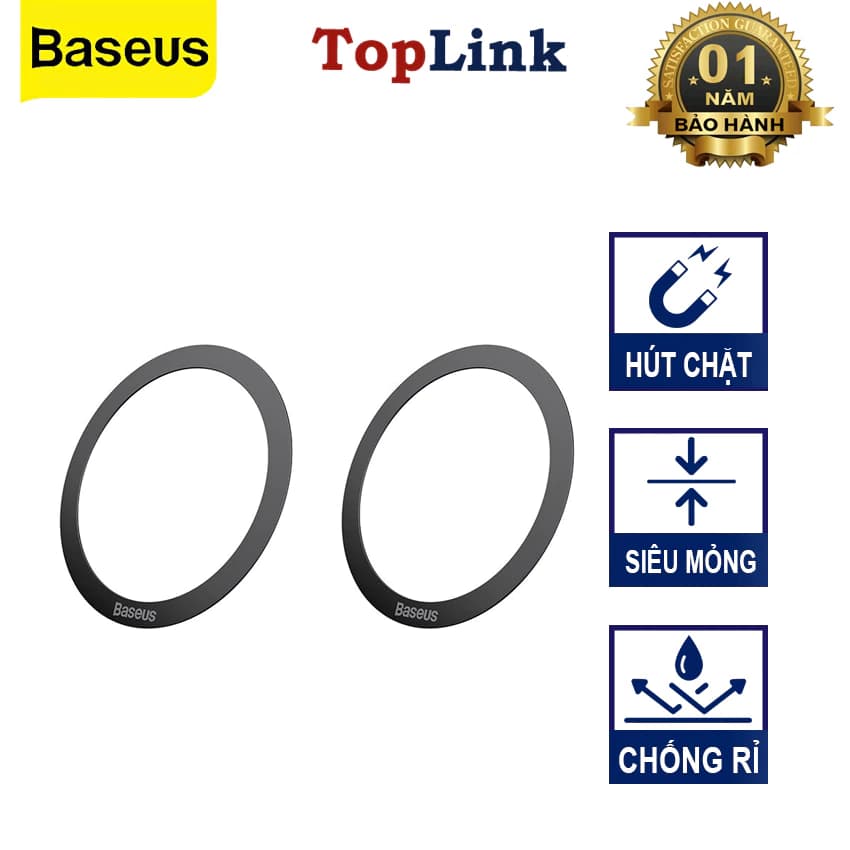 Bộ 2 Vòng Kim Loại Mag.Safe Baseus Metal Ring cho IP 17/16/15/14/13/12 Siêu Mỏng Có Miếng Trợ Dán