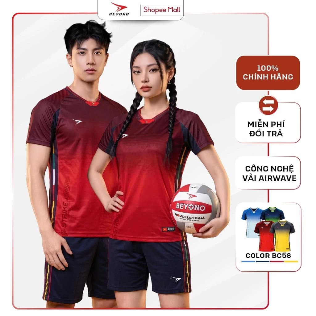 [MỚI] Bộ Quần Áo Bóng Chuyền Beyono Boom Nam Nữ Thoáng Khí Form Chuẩn Thể Thao Quần 2 Da, Vải AirWeave Co Giãn