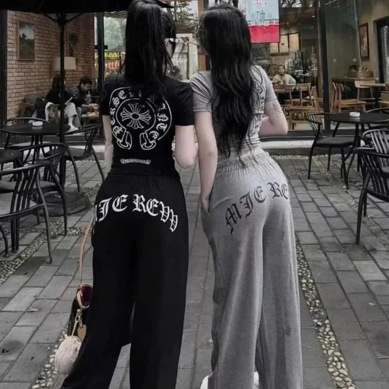 Set Bộ Nữ MIC REVY Áo Thun BODY Ôm Tay Ngắn Quần Suông Ống Rộng Cạp Chun Form Đẹp Y2K Streetwear Hàn Quốc Hot Trend