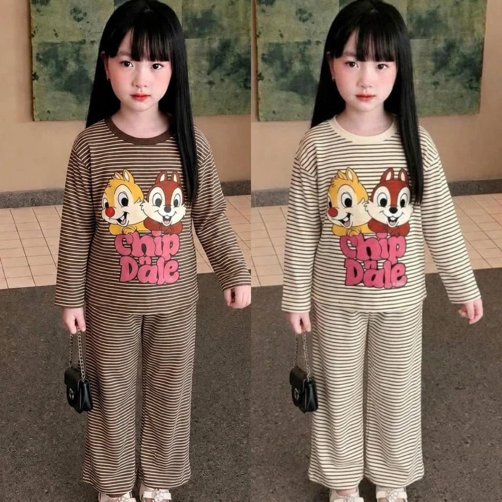 [14-44kg] Bộ quần áo thu đông dài tay in hình 3D CON SÓC siêu dễ thương dành cho bé gái mềm mại, co giãn bộ DALE